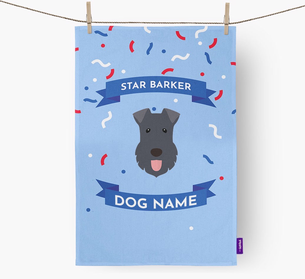 Personalised 'Star Barker' Tea Towel with {breedFullName} Icon