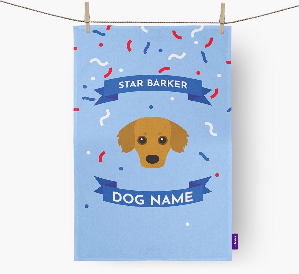 Personalised 'Star Barker' Tea Towel with {breedFullName} Icon