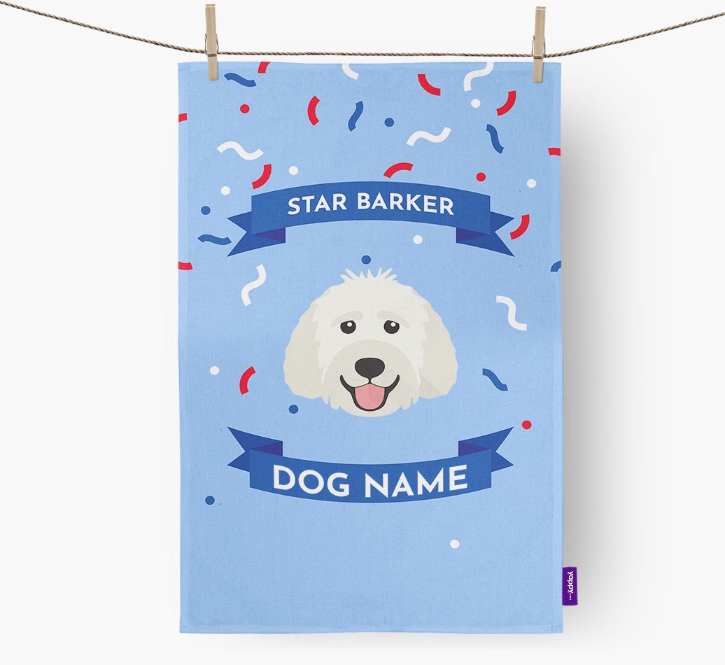 Personalised 'Star Barker' Tea Towel with {breedFullName} Icon