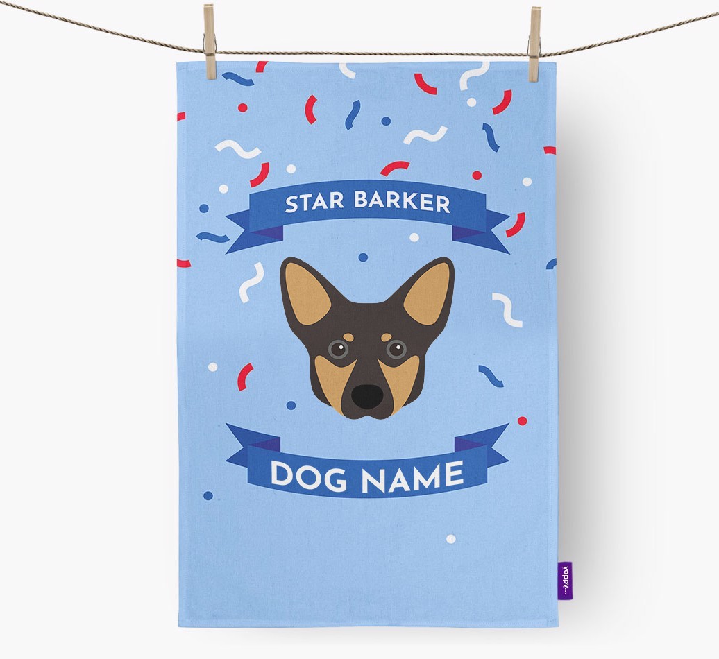 Personalised 'Star Barker' Tea Towel with {breedFullName} Icon