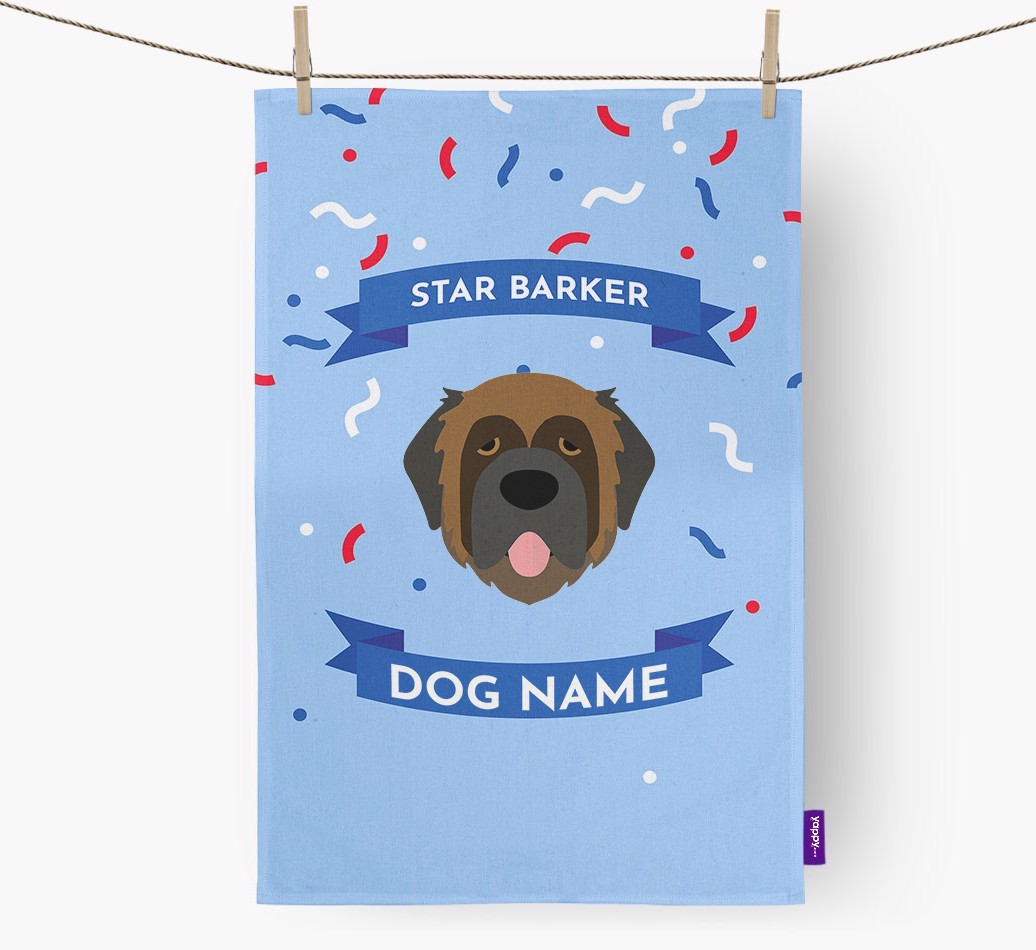 Personalised 'Star Barker' Tea Towel with {breedFullName} Icon