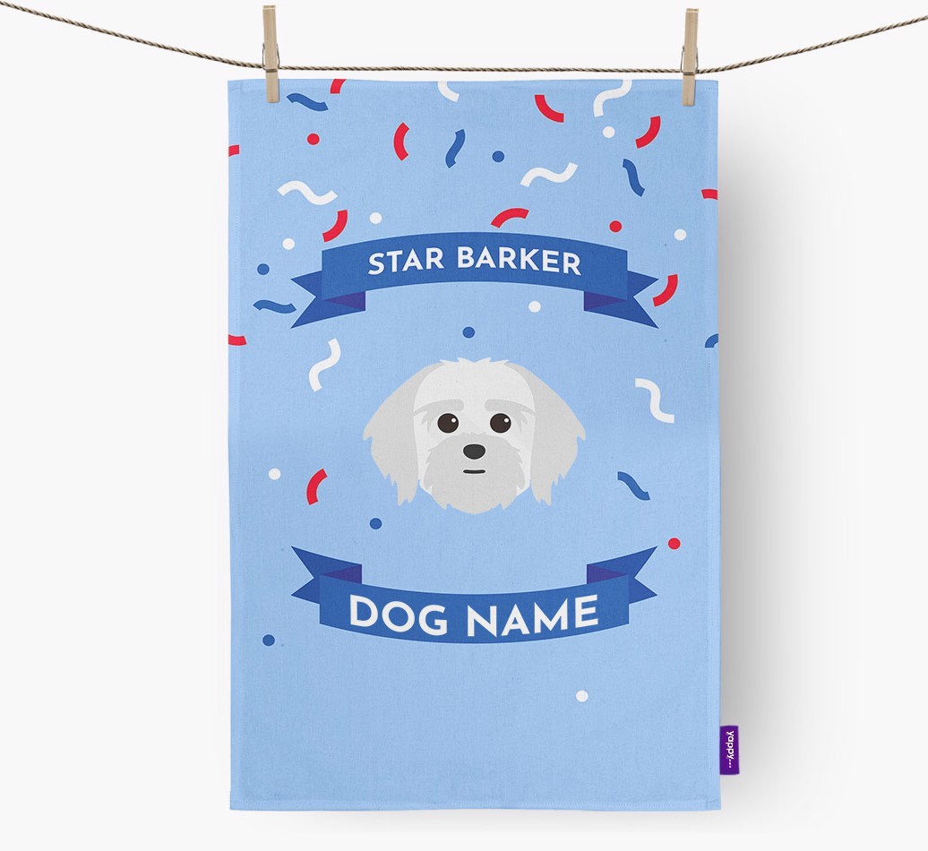 Personalised 'Star Barker' Tea Towel with {breedFullName} Icon
