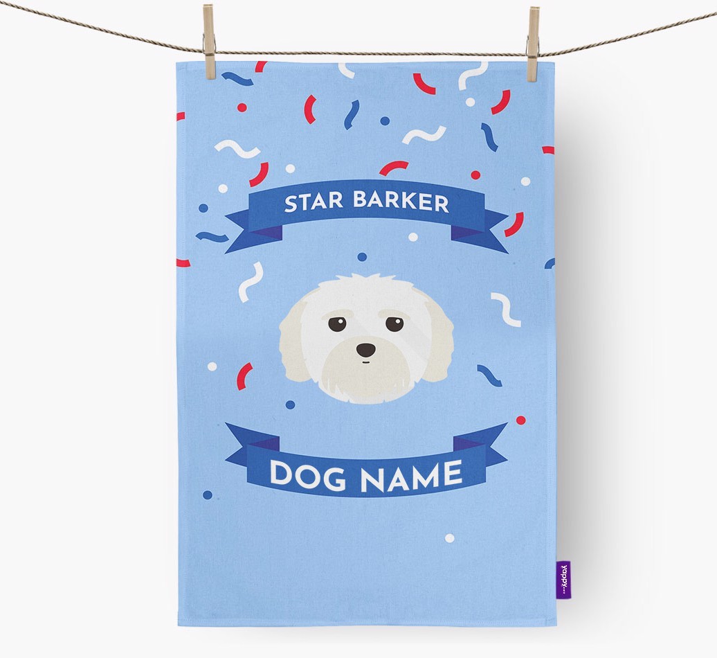 Personalised 'Star Barker' Tea Towel with {breedFullName} Icon
