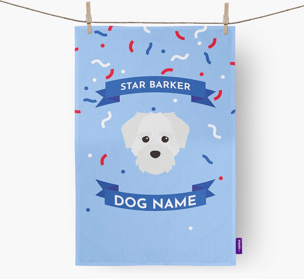 Personalised 'Star Barker' Tea Towel with {breedFullName} Icon