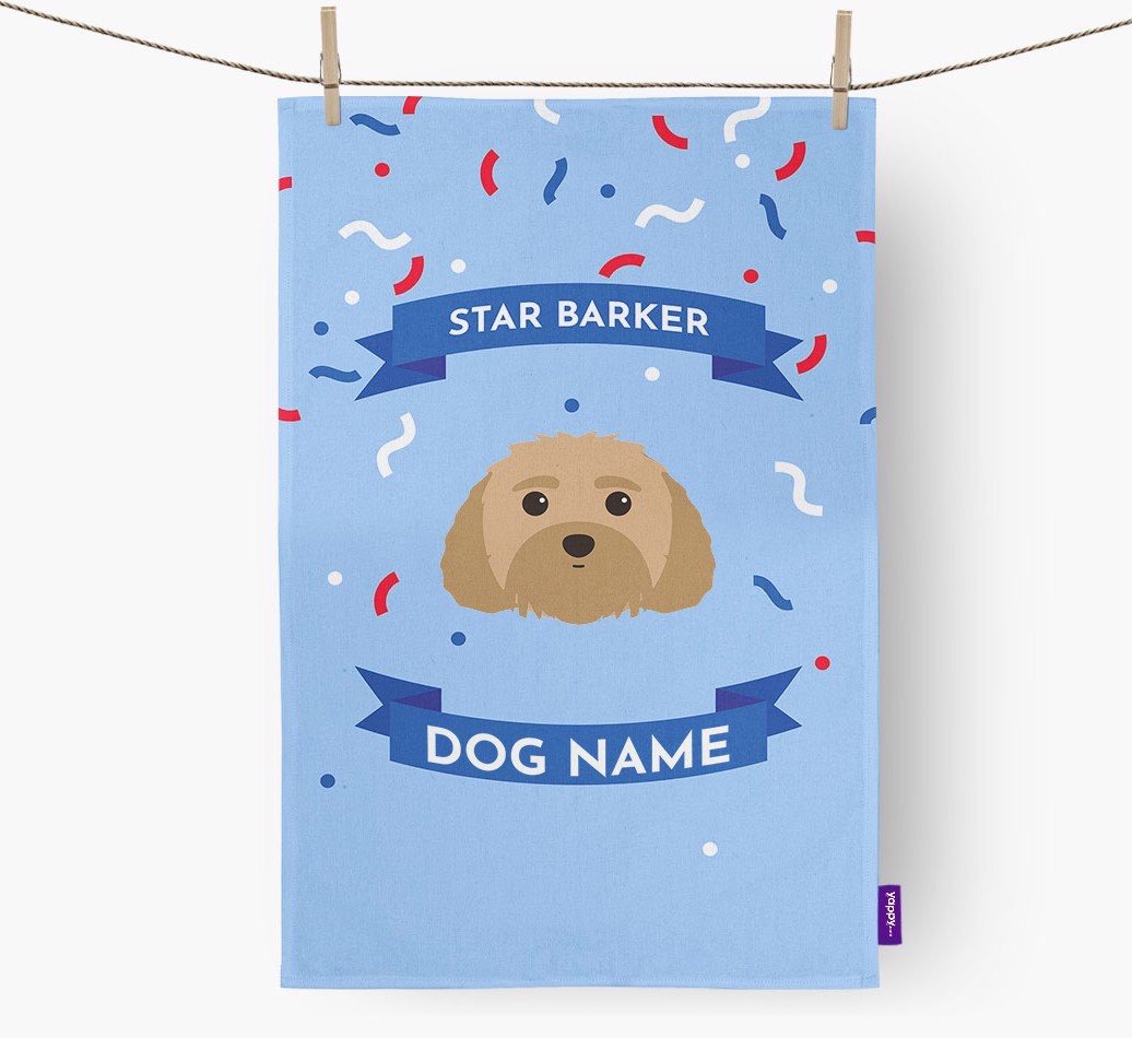 Personalised 'Star Barker' Tea Towel with {breedFullName} Icon