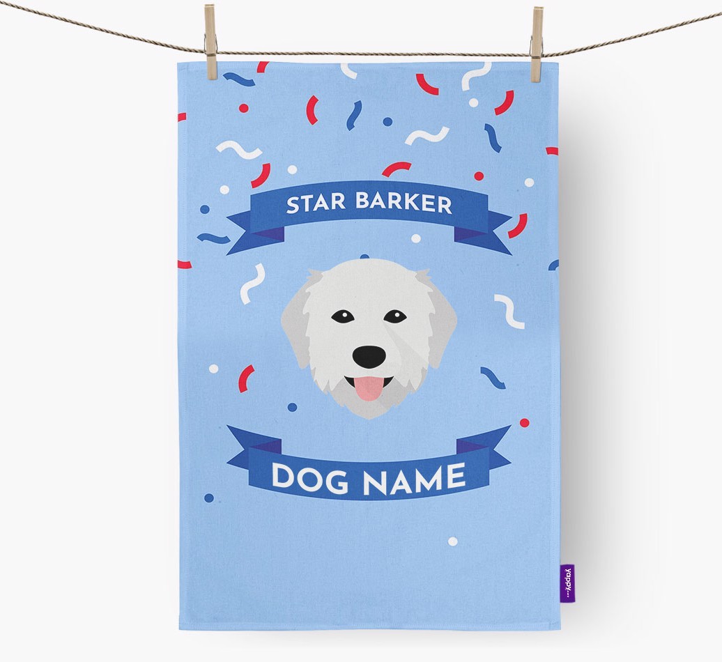 Personalised 'Star Barker' Tea Towel with {breedFullName} Icon