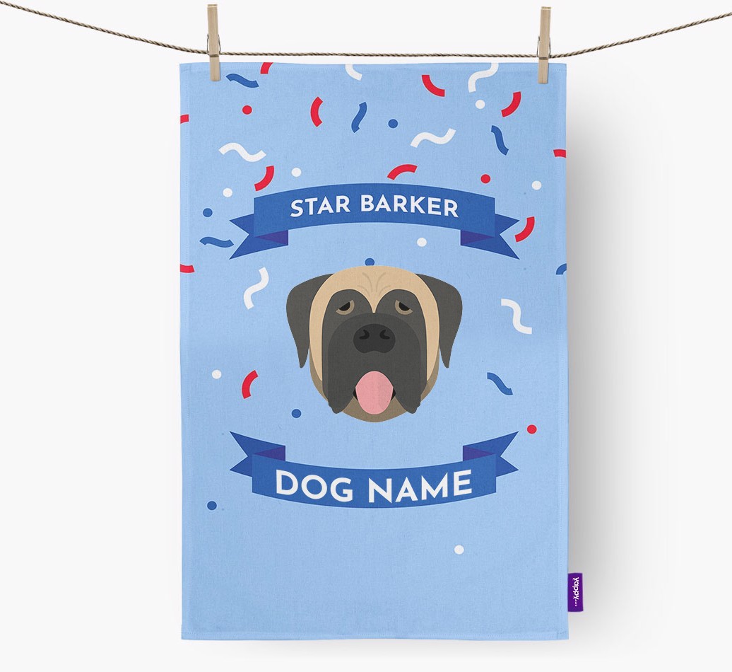 Personalised 'Star Barker' Tea Towel with {breedFullName} Icon
