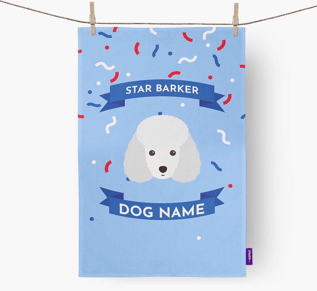 Personalised 'Star Barker' Tea Towel with {breedFullName} Icon