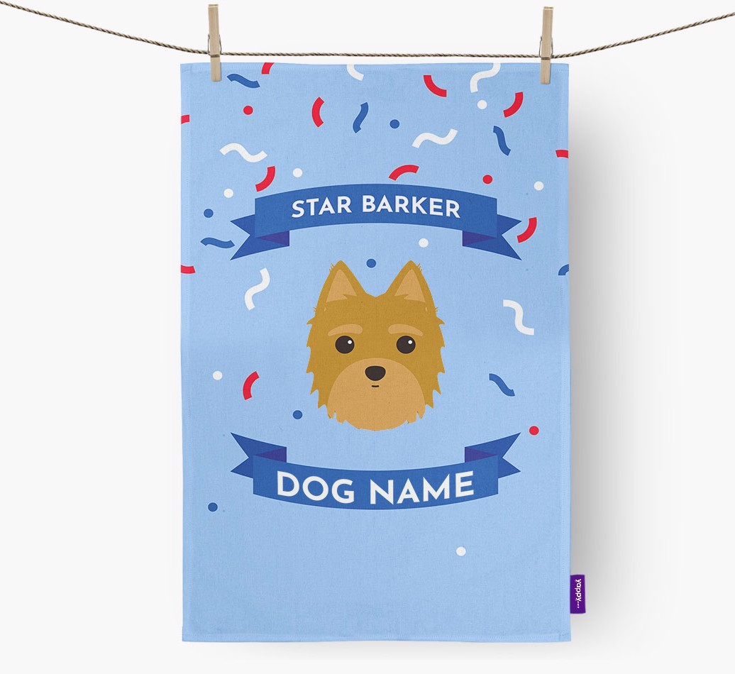 Personalised 'Star Barker' Tea Towel with {breedFullName} Icon