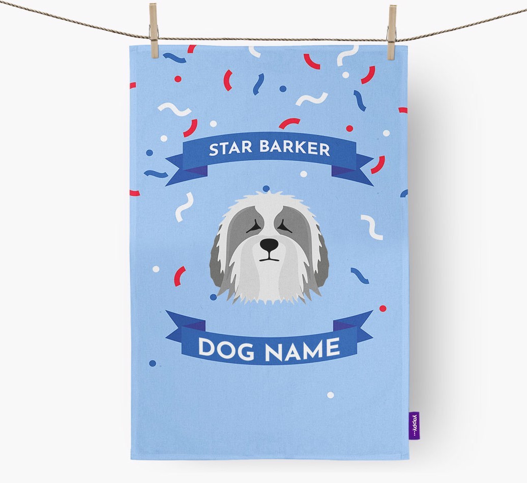 Personalised 'Star Barker' Tea Towel with {breedFullName} Icon
