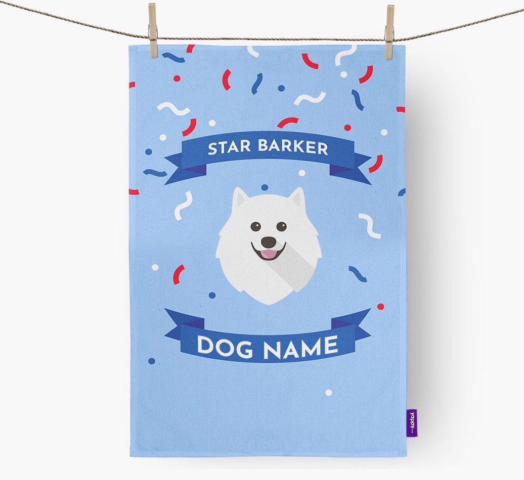 Personalised 'Star Barker' Tea Towel with {breedFullName} Icon