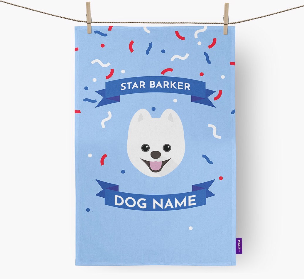 Personalised 'Star Barker' Tea Towel with {breedFullName} Icon