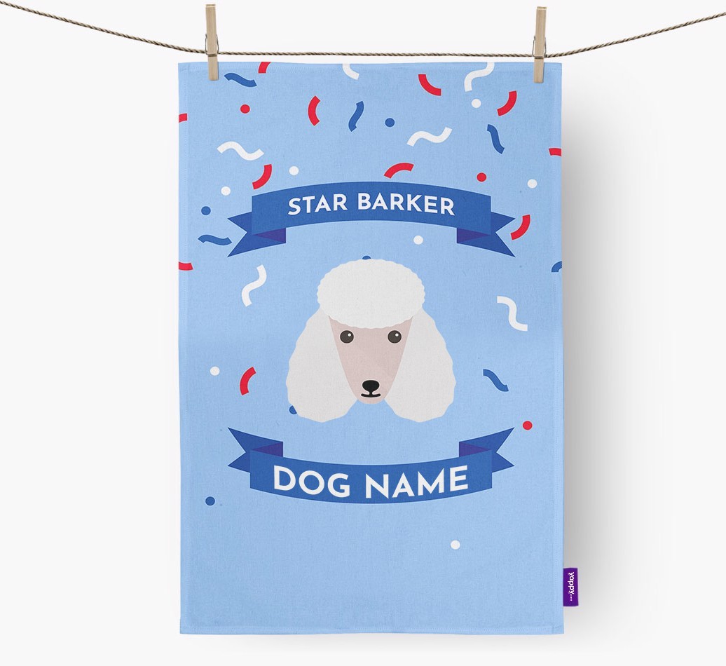 Personalised 'Star Barker' Tea Towel with {breedFullName} Icon