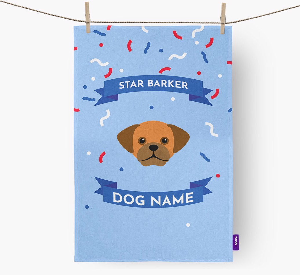 Personalised 'Star Barker' Tea Towel with {breedFullName} Icon