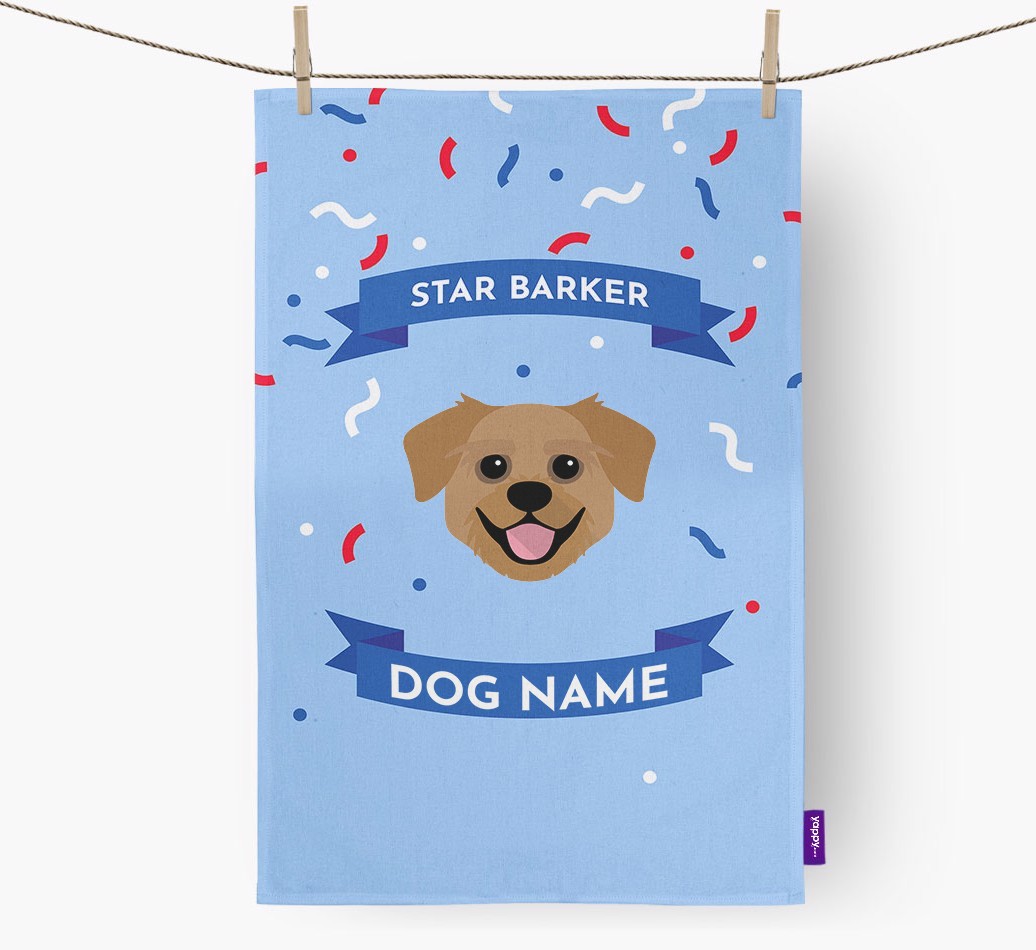 Personalised 'Star Barker' Tea Towel with {breedFullName} Icon