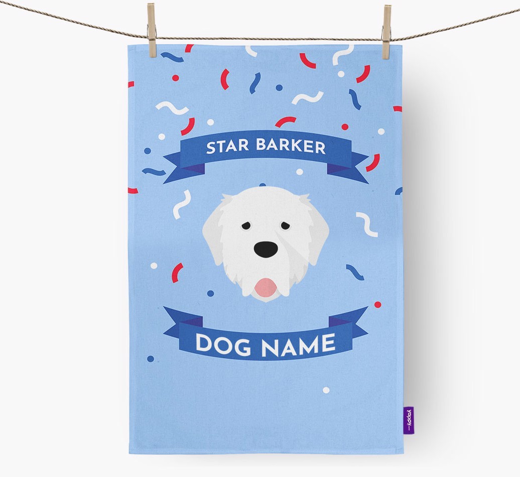 Personalised 'Star Barker' Tea Towel with {breedFullName} Icon