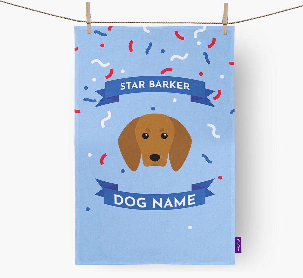 Personalised 'Star Barker' Tea Towel with {breedFullName} Icon