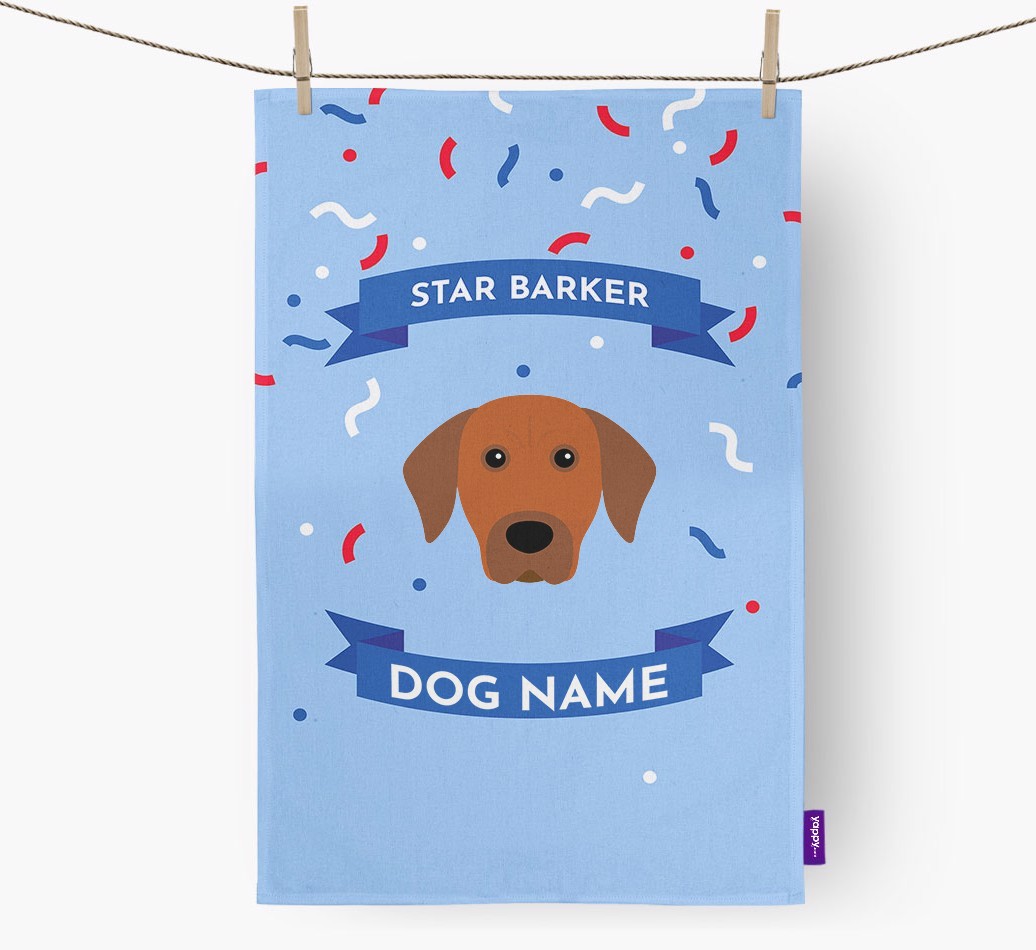 Personalised 'Star Barker' Tea Towel with {breedFullName} Icon
