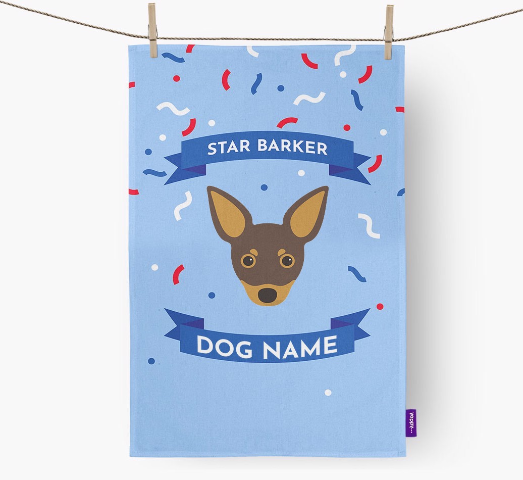 Personalised 'Star Barker' Tea Towel with {breedFullName} Icon