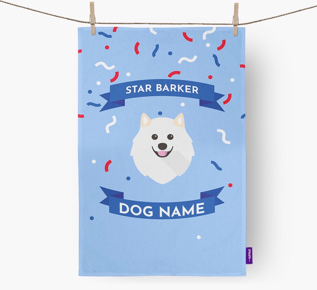 Personalised 'Star Barker' Tea Towel with {breedFullName} Icon