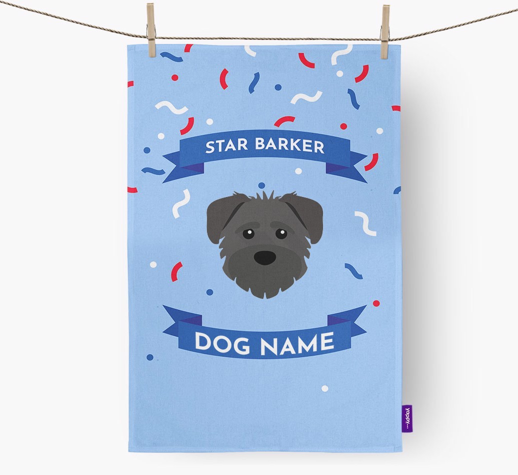 Personalised 'Star Barker' Tea Towel with {breedFullName} Icon