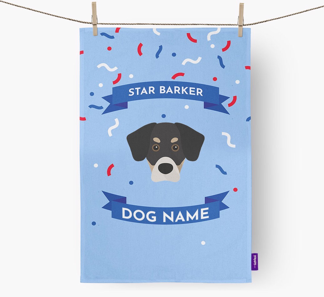 Personalised 'Star Barker' Tea Towel with {breedFullName} Icon