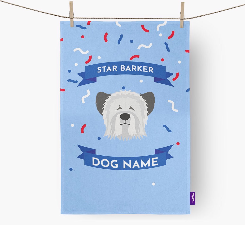 Personalised 'Star Barker' Tea Towel with {breedFullName} Icon