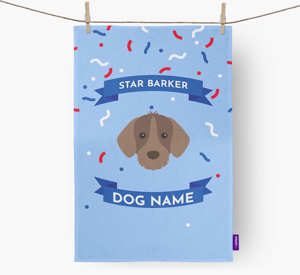 Personalised 'Star Barker' Tea Towel with {breedFullName} Icon