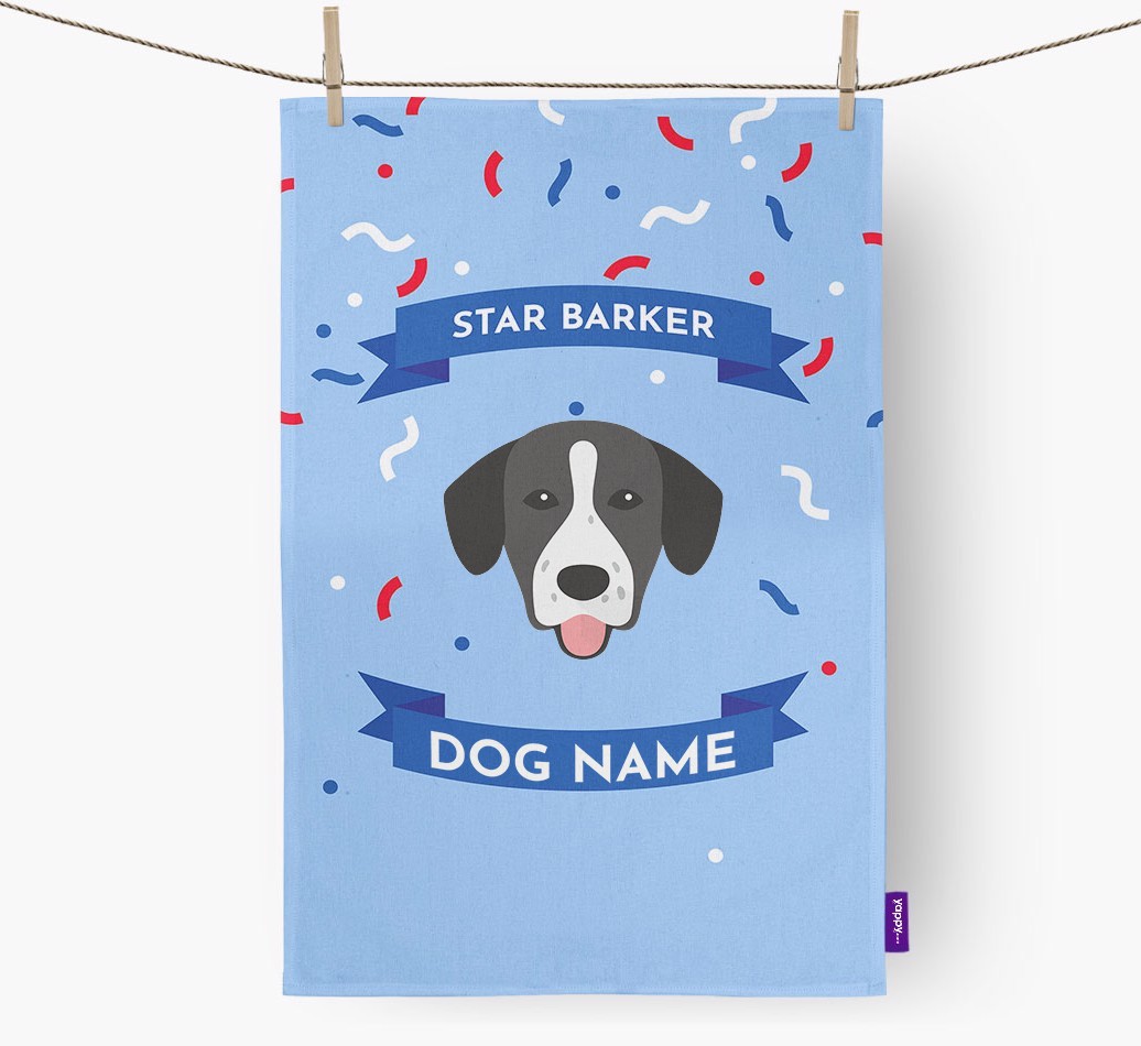 Personalised 'Star Barker' Tea Towel with {breedFullName} Icon