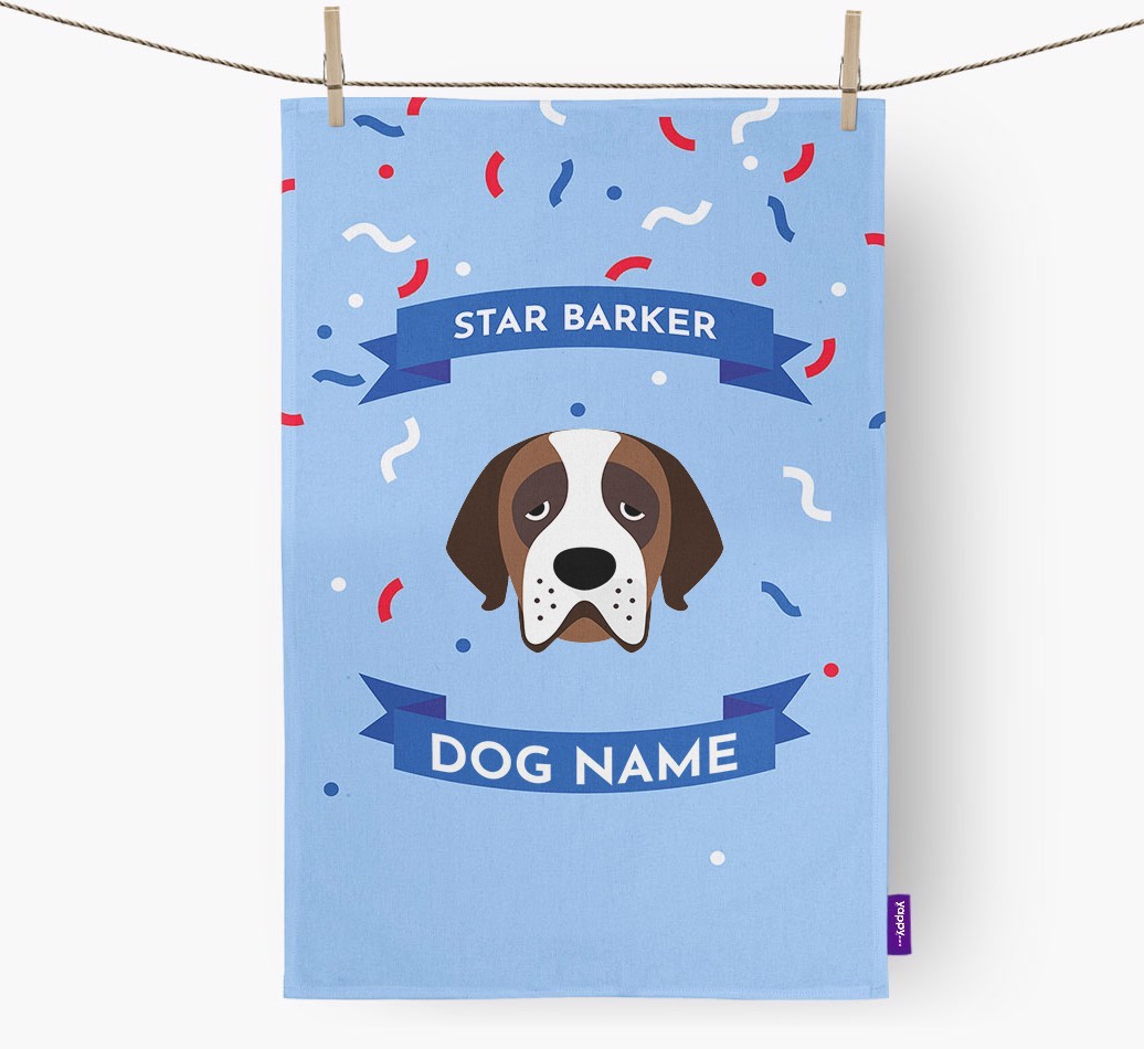 Personalised 'Star Barker' Tea Towel with {breedFullName} Icon