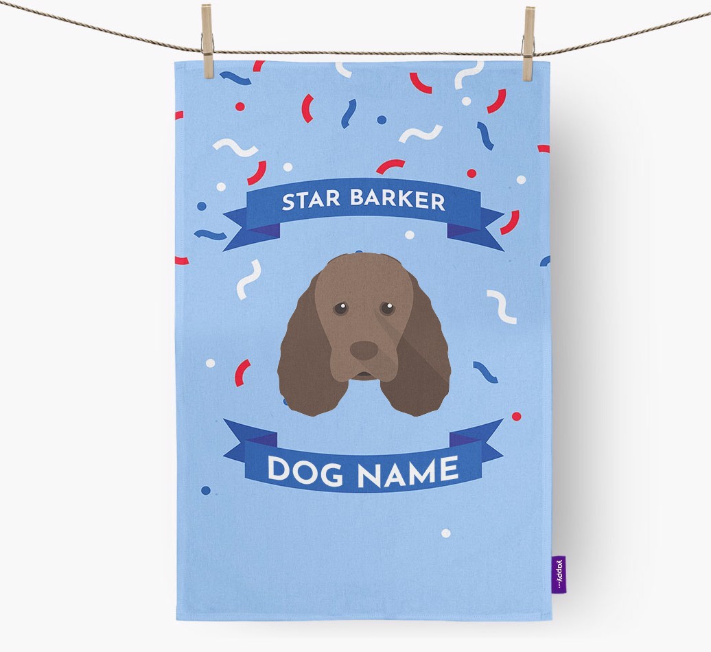 Personalised 'Star Barker' Tea Towel with {breedFullName} Icon
