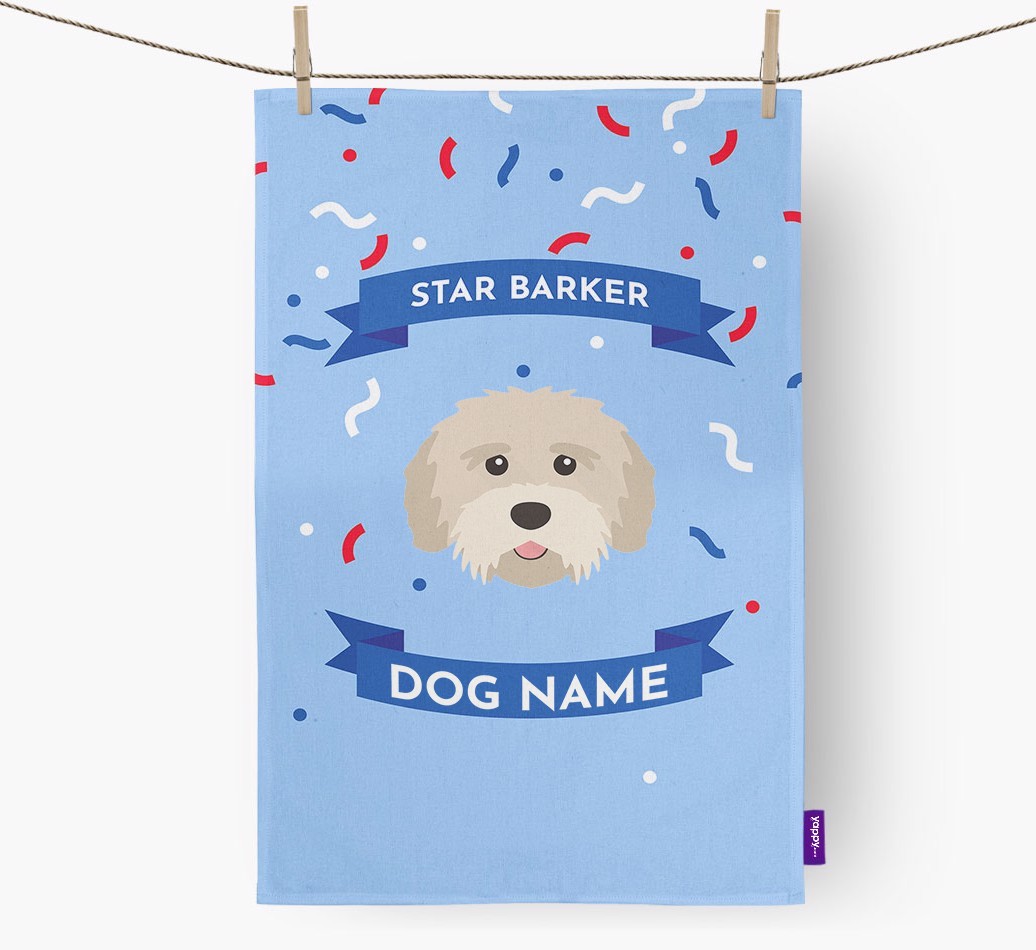 Personalised 'Star Barker' Tea Towel with {breedFullName} Icon