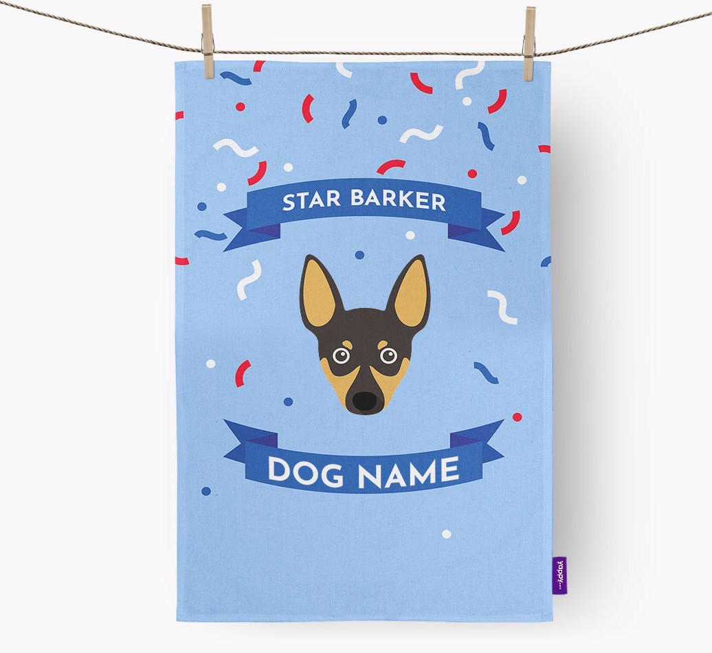 Personalised 'Star Barker' Tea Towel with {breedFullName} Icon