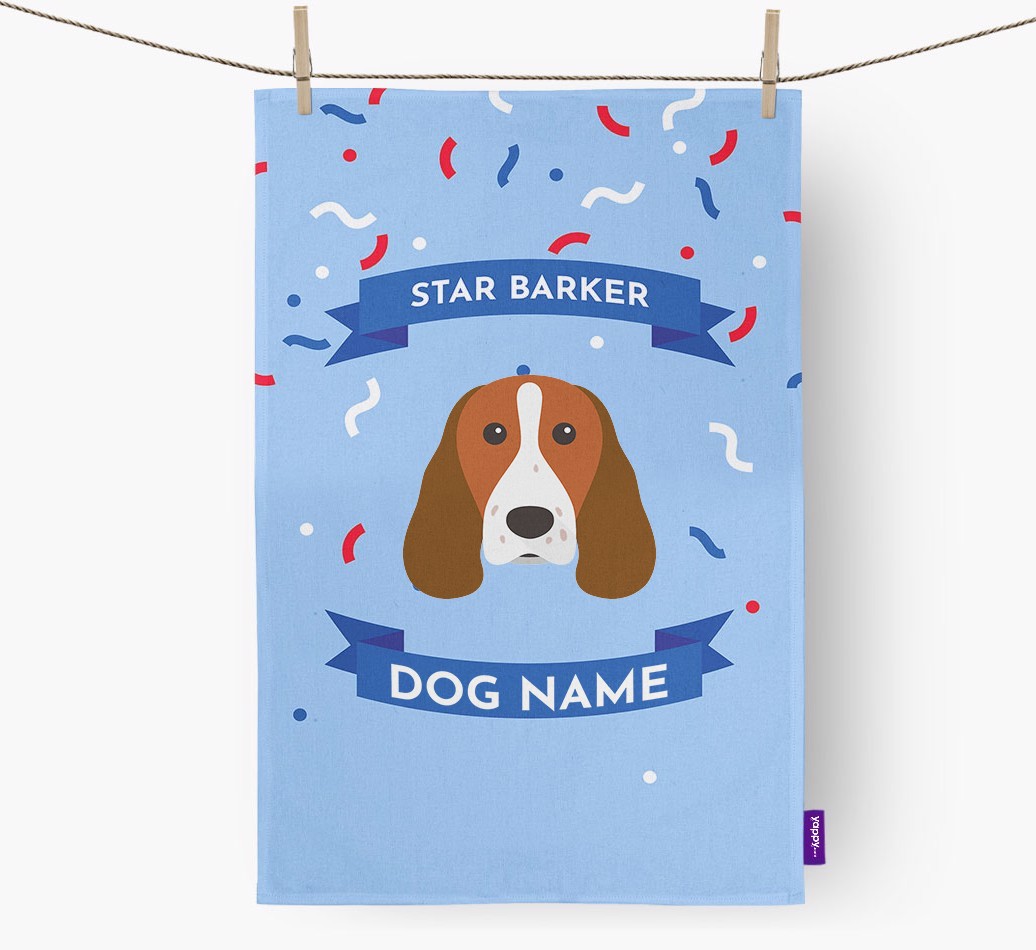 Personalised 'Star Barker' Tea Towel with {breedFullName} Icon