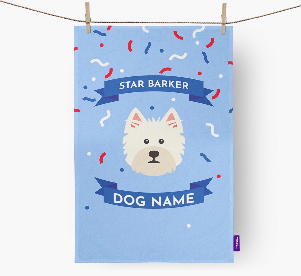 Personalised 'Star Barker' Tea Towel with {breedFullName} Icon