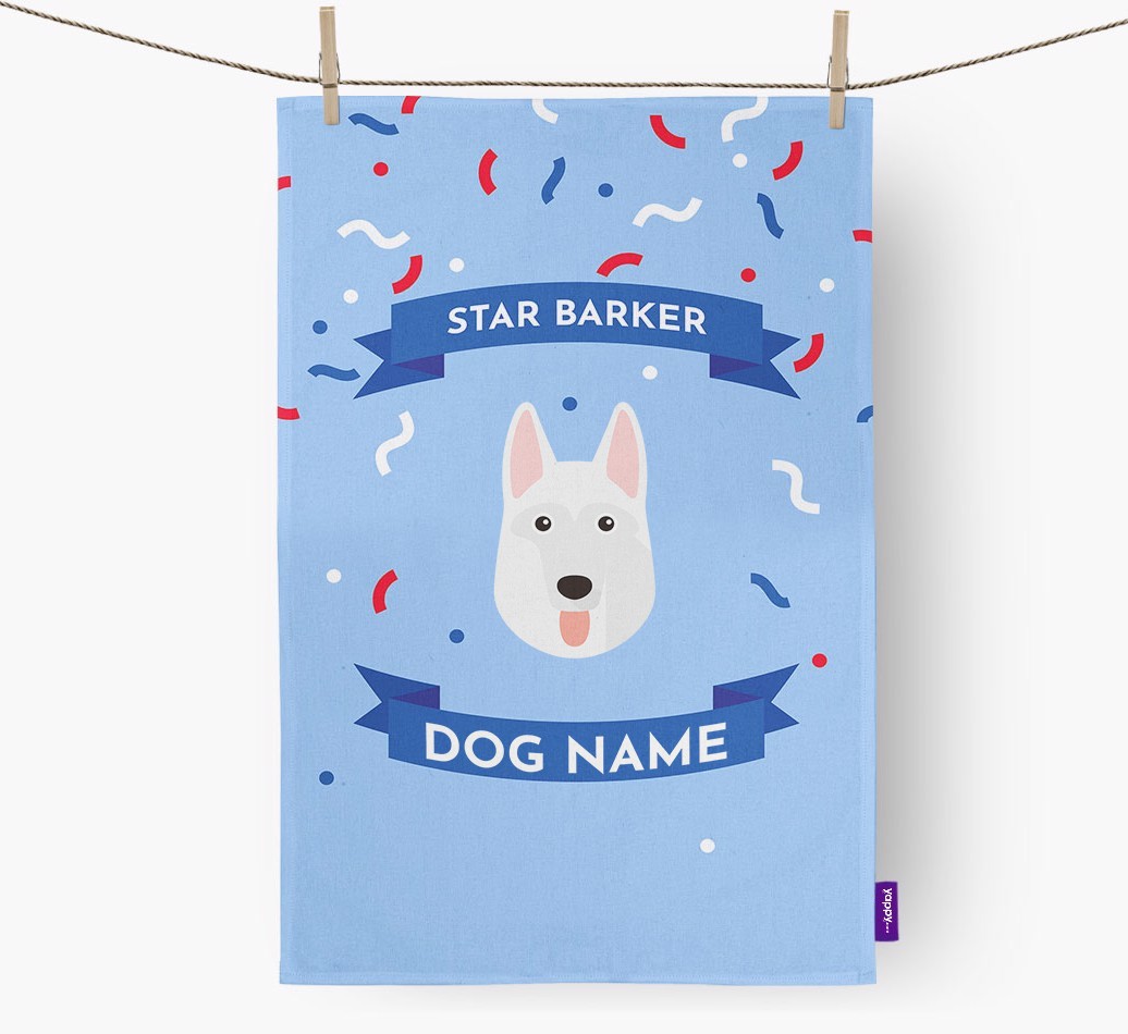 Personalised 'Star Barker' Tea Towel with {breedFullName} Icon