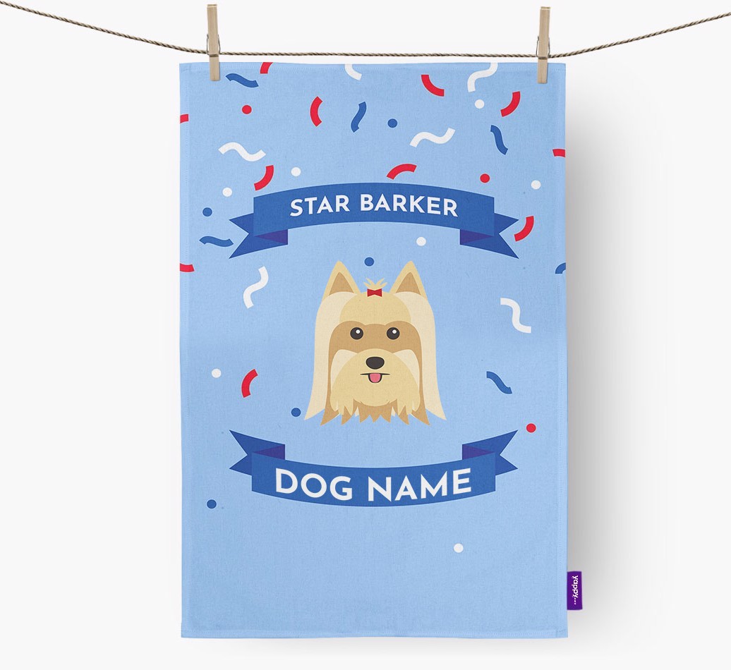 Personalised 'Star Barker' Tea Towel with {breedFullName} Icon