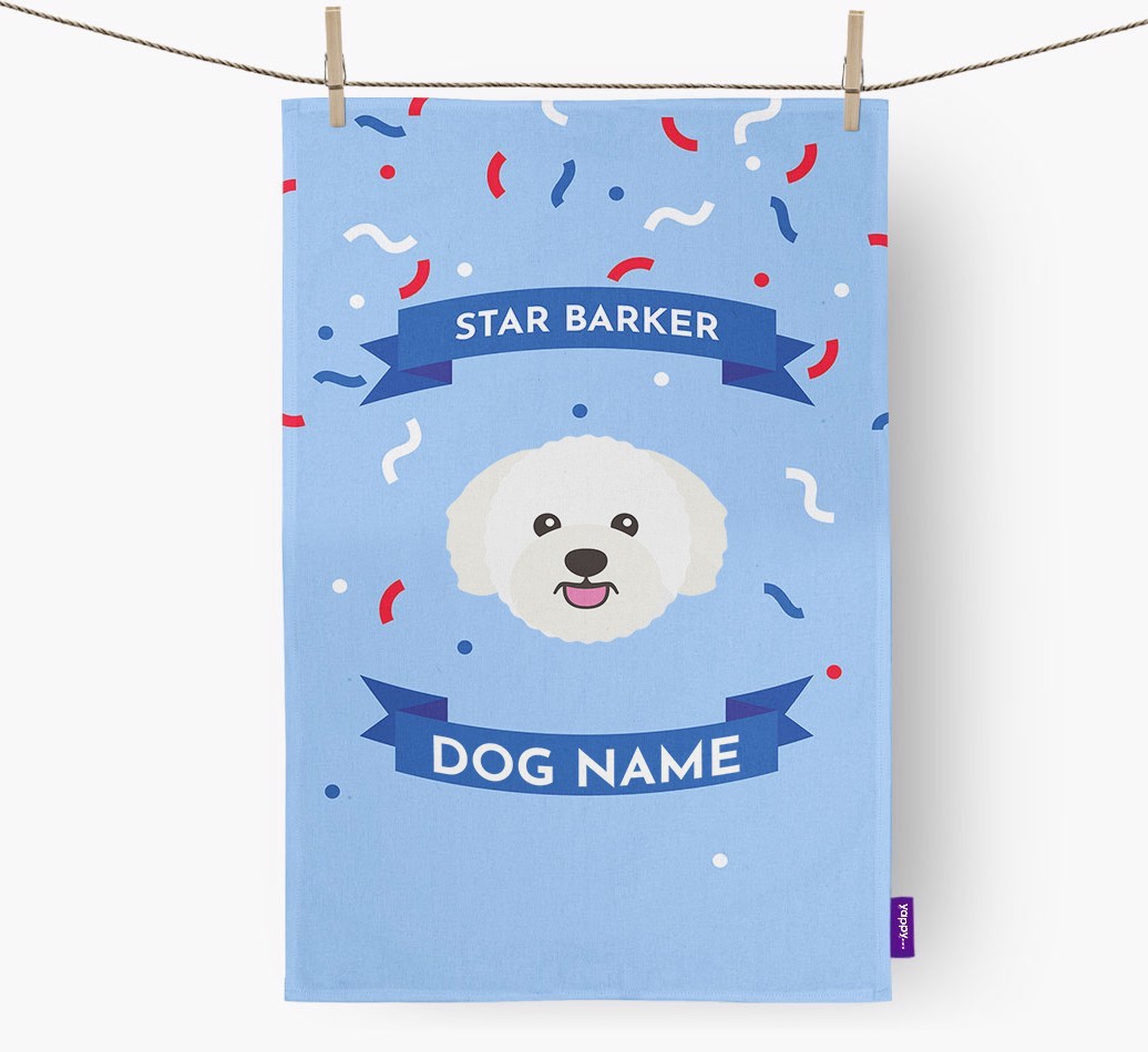 Personalised 'Star Barker' Tea Towel with {breedFullName} Icon