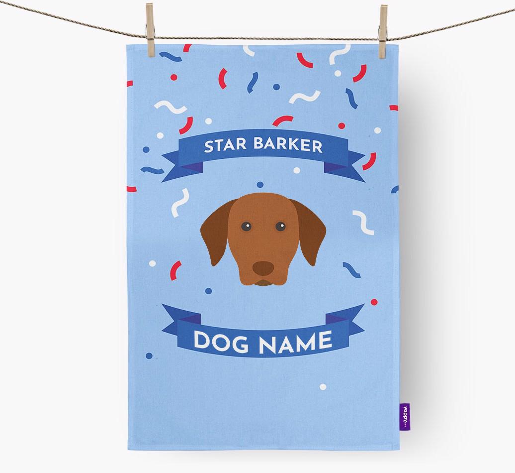 Personalised 'Star Barker' Tea Towel with {breedFullName} Icon
