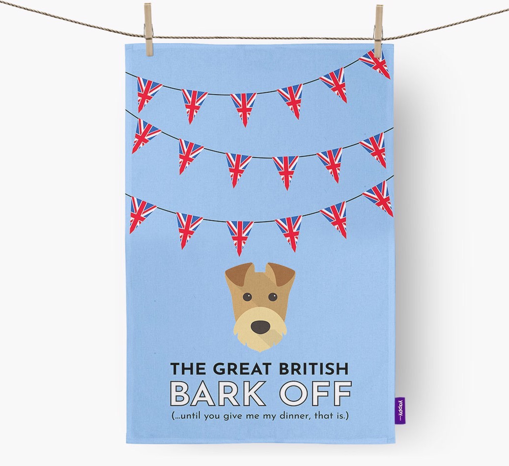 The Great British 'Bark' Off Tea Towel with {breedFullName} Icon