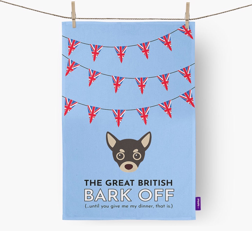 The Great British 'Bark' Off Tea Towel with {breedFullName} Icon