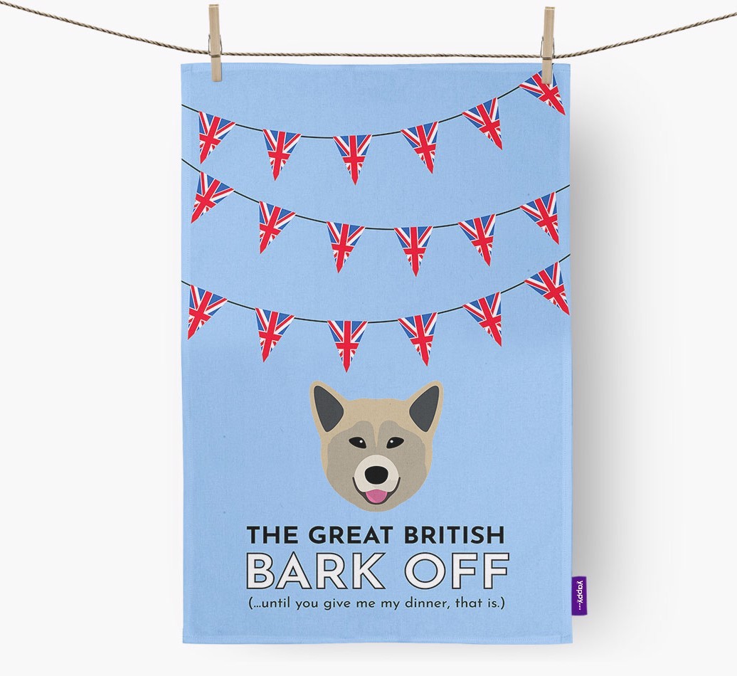 The Great British 'Bark' Off Tea Towel with {breedFullName} Icon