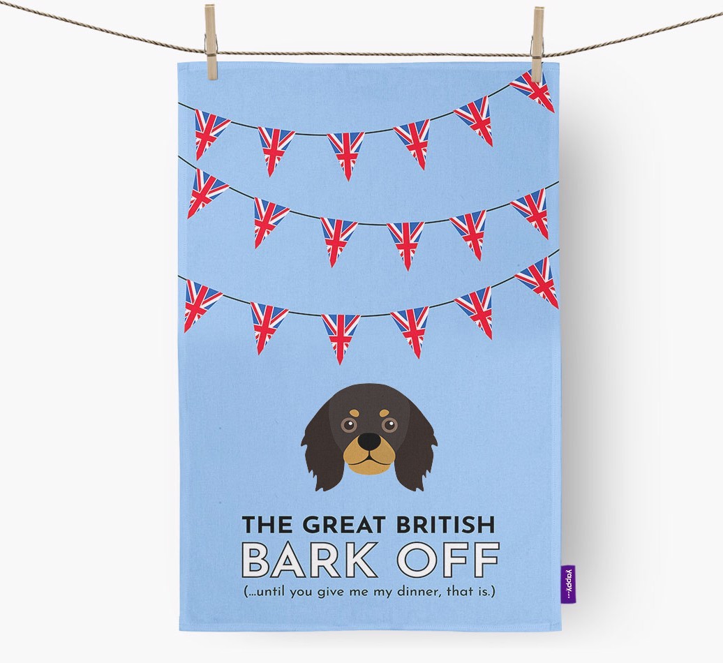 The Great British 'Bark' Off Tea Towel with {breedFullName} Icon