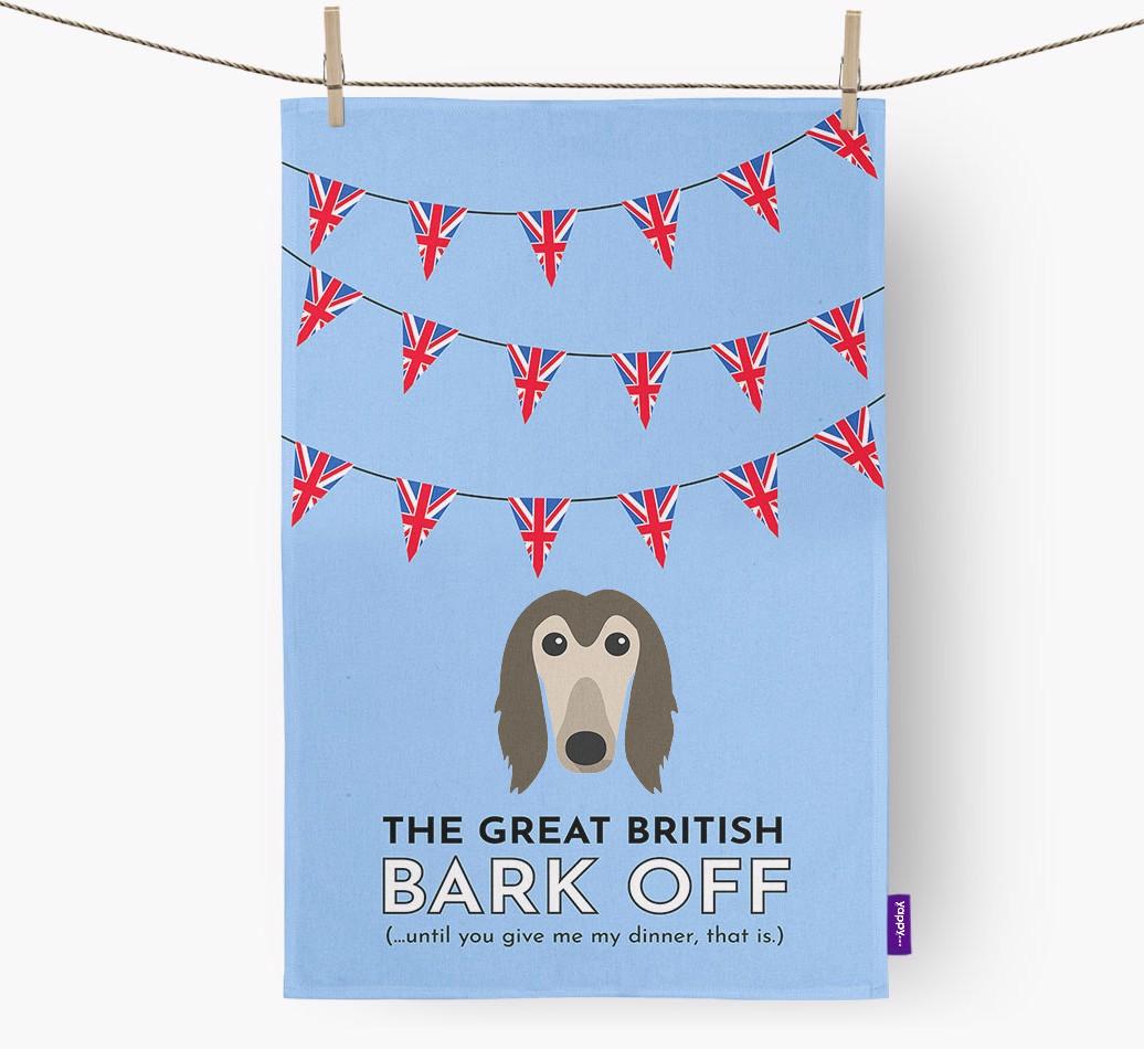 The Great British 'Bark' Off Tea Towel with {breedFullName} Icon
