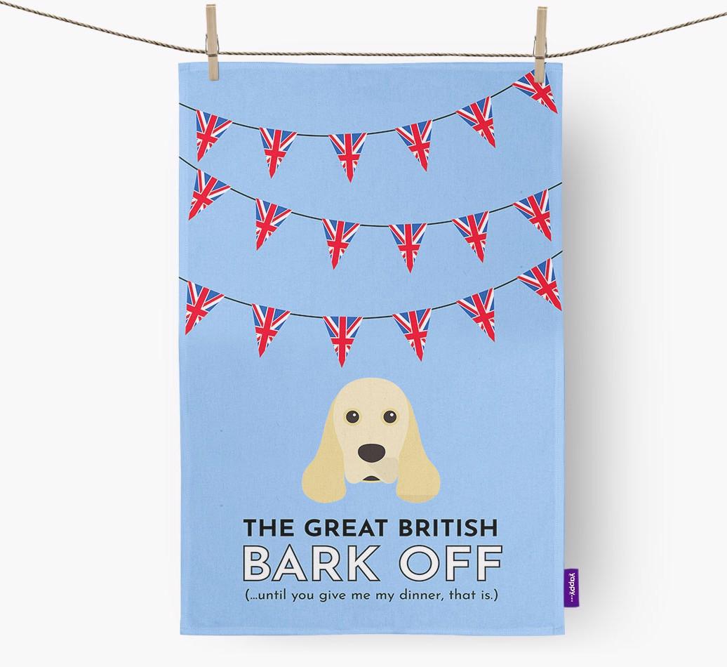 The Great British 'Bark' Off Tea Towel with {breedFullName} Icon