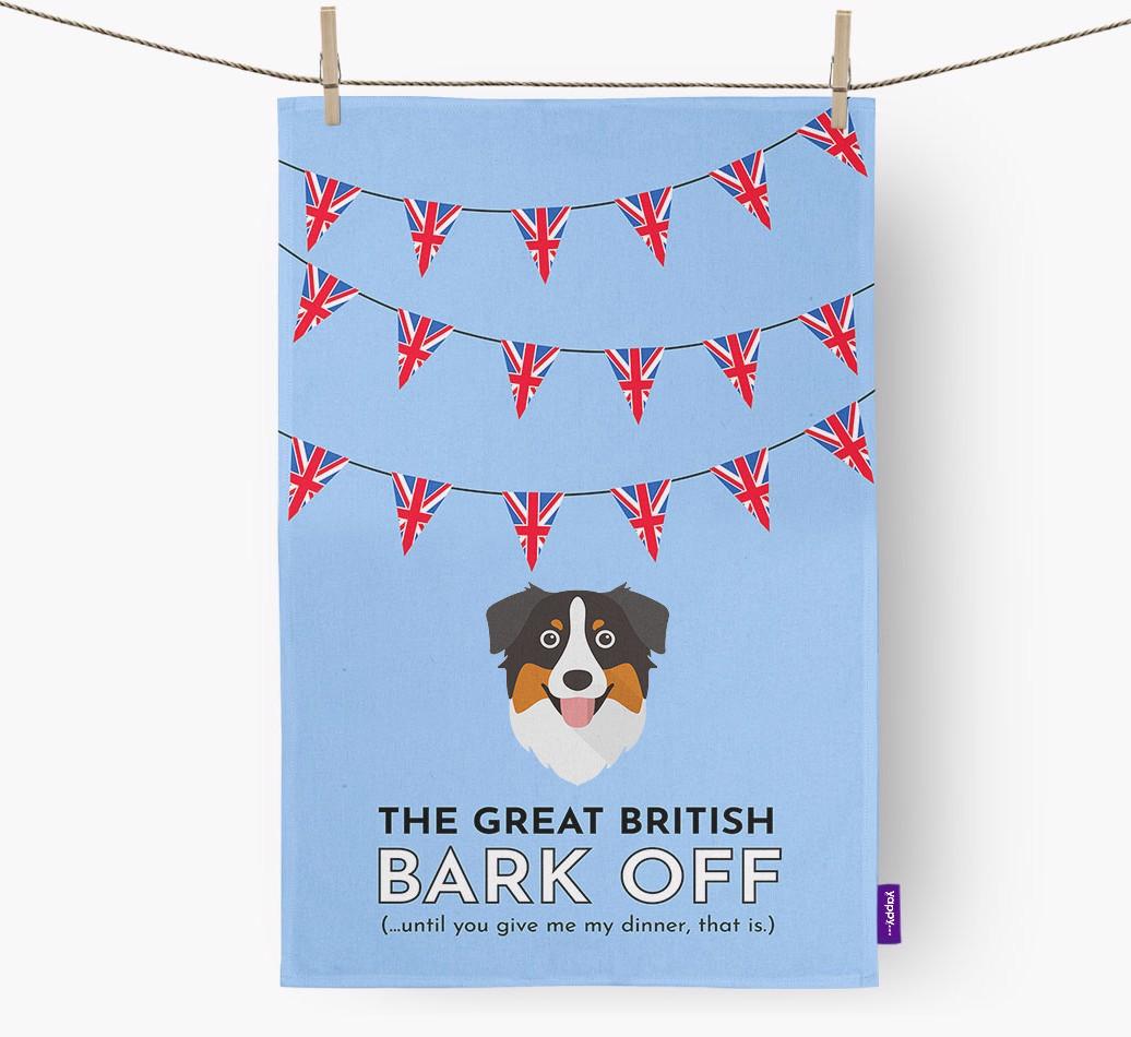 The Great British 'Bark' Off Tea Towel with {breedFullName} Icon