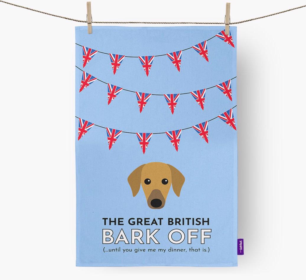 The Great British 'Bark' Off Tea Towel with {breedFullName} Icon