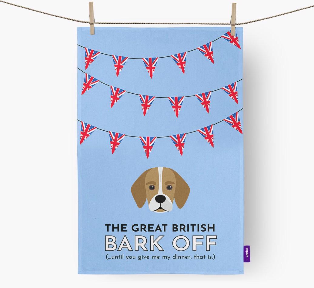 The Great British 'Bark' Off Tea Towel with {breedFullName} Icon