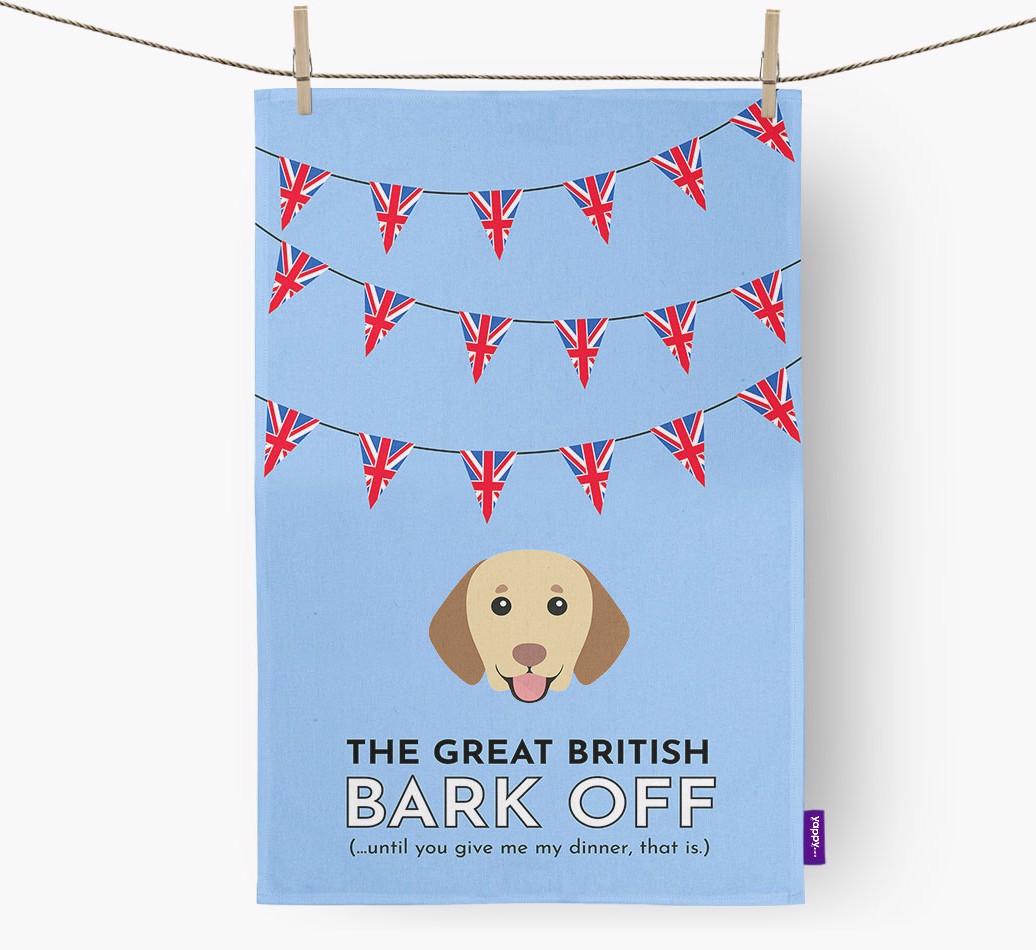 The Great British 'Bark' Off Tea Towel with {breedFullName} Icon