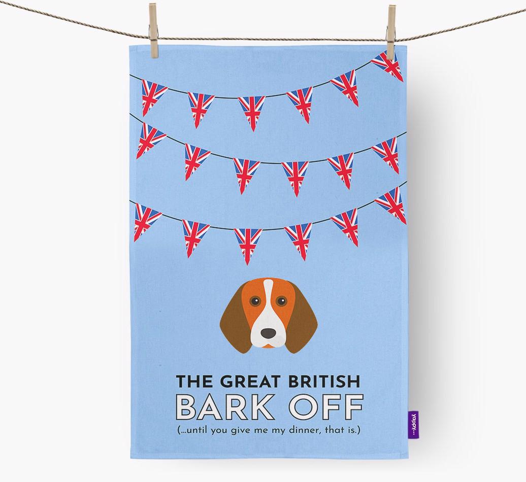 The Great British 'Bark' Off Tea Towel with {breedFullName} Icon